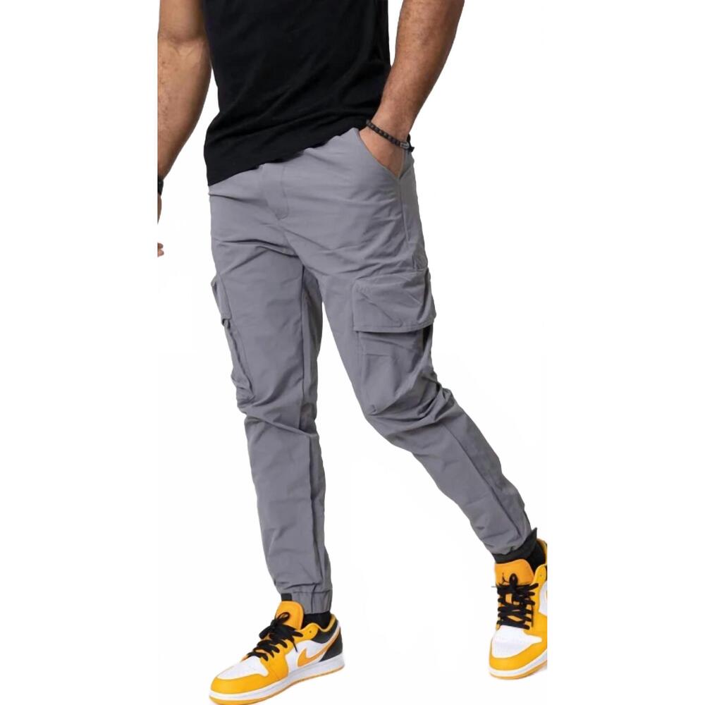 NEW ZAYNE PARIS men's cargo joggers in light grey